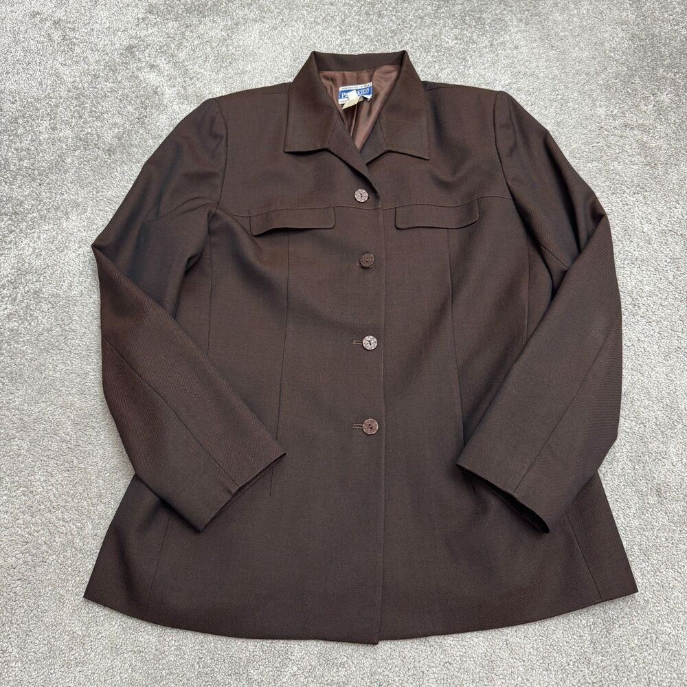 Vintage Pendleton Wool Suit Jacket Blazer Womens 12 Tall Brown 100% Virgin Wool